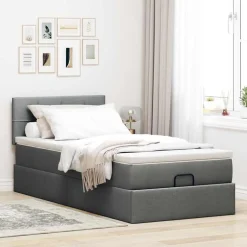 vidaXL Ottoman bed met matras 80x200cm stof donkergrijs