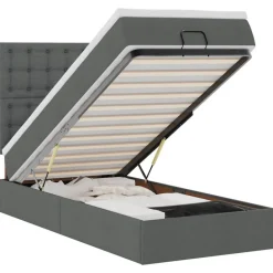 vidaXL Ottoman bed met matras 80x200cm stof donkergrijs