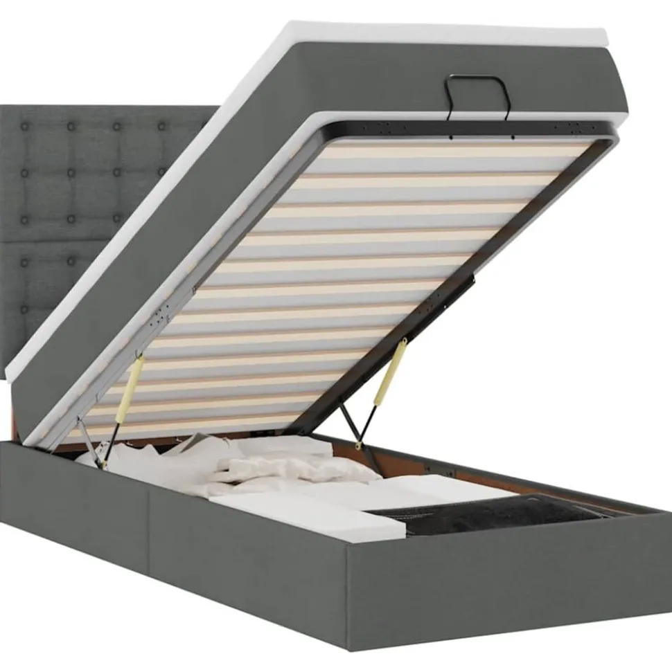 vidaXL Ottoman bed met matras 80x200cm stof donkergrijs