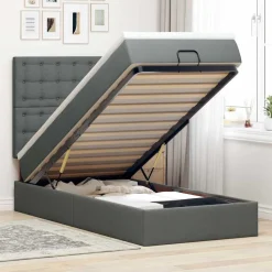 vidaXL Ottoman bed met matras 80x200cm stof donkergrijs