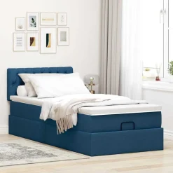 vidaXL Ottoman bed met matras 80x200cm stof blauw