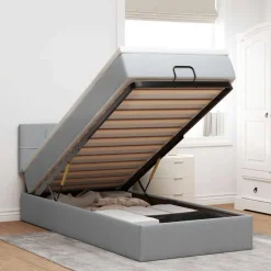 vidaXL Ottoman bed met matras 80x200cm stof lichtgrijs