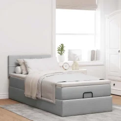 vidaXL Ottoman bed met matras 80x200cm stof lichtgrijs