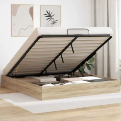 vidaXL Ottoman Bedframe met opslag Sonoma Eiken 203 x 180 x 25 cm