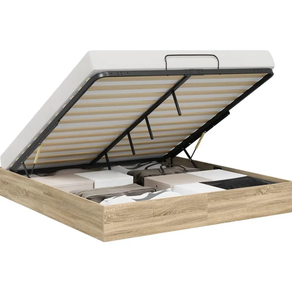 vidaXL Ottoman Bedframe met opslag Sonoma Eiken 203 x 180 x 25 cm