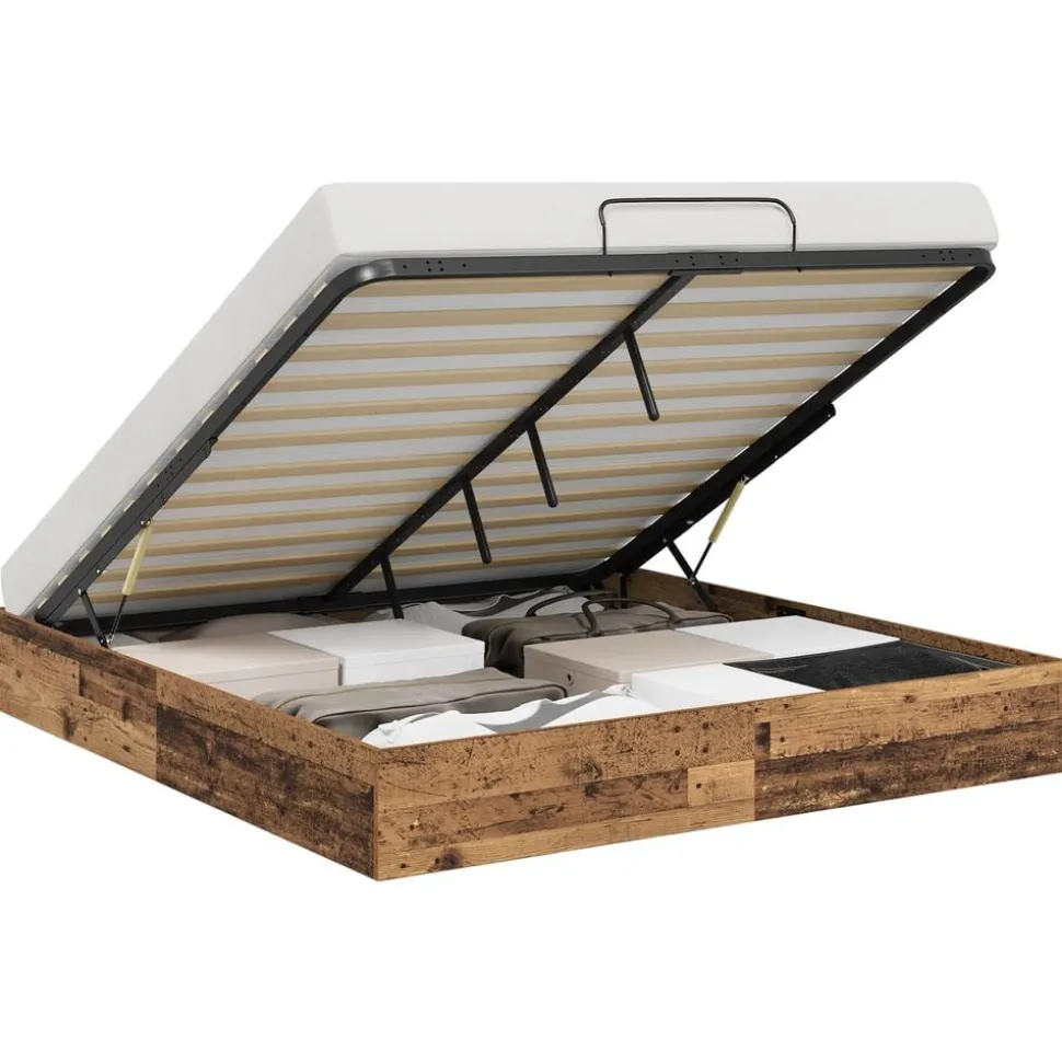 vidaXL Ottoman Bedframe Oudhout 203 x 180 x 25 cm Geconstrueerd hout
