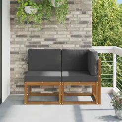 vidaXL Outdoor Midden- en Hoeksalon 2 Stuk Natuurlijk en Antraciet