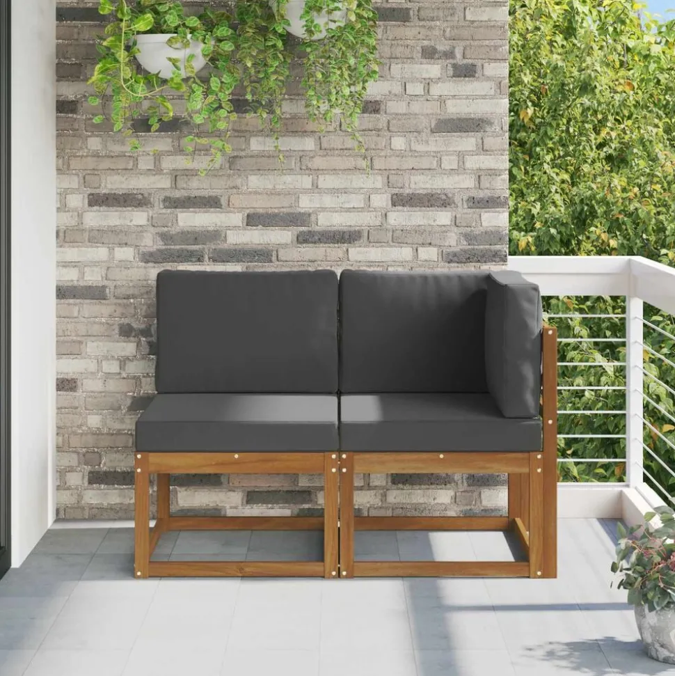 vidaXL Outdoor Midden- en Hoeksalon 2 Stuk Natuurlijk en Antraciet