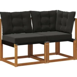 vidaXL Outdoor Midden- en Hoeksalon met kussen 2 Stuk Naturel