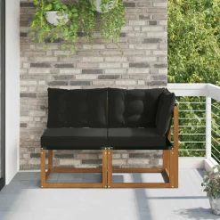 vidaXL Outdoor Midden- en Hoeksalon met kussen 2 Stuk Naturel