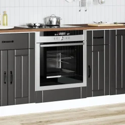 vidaXL Ovenkast Lucca bewerkt hout zwart