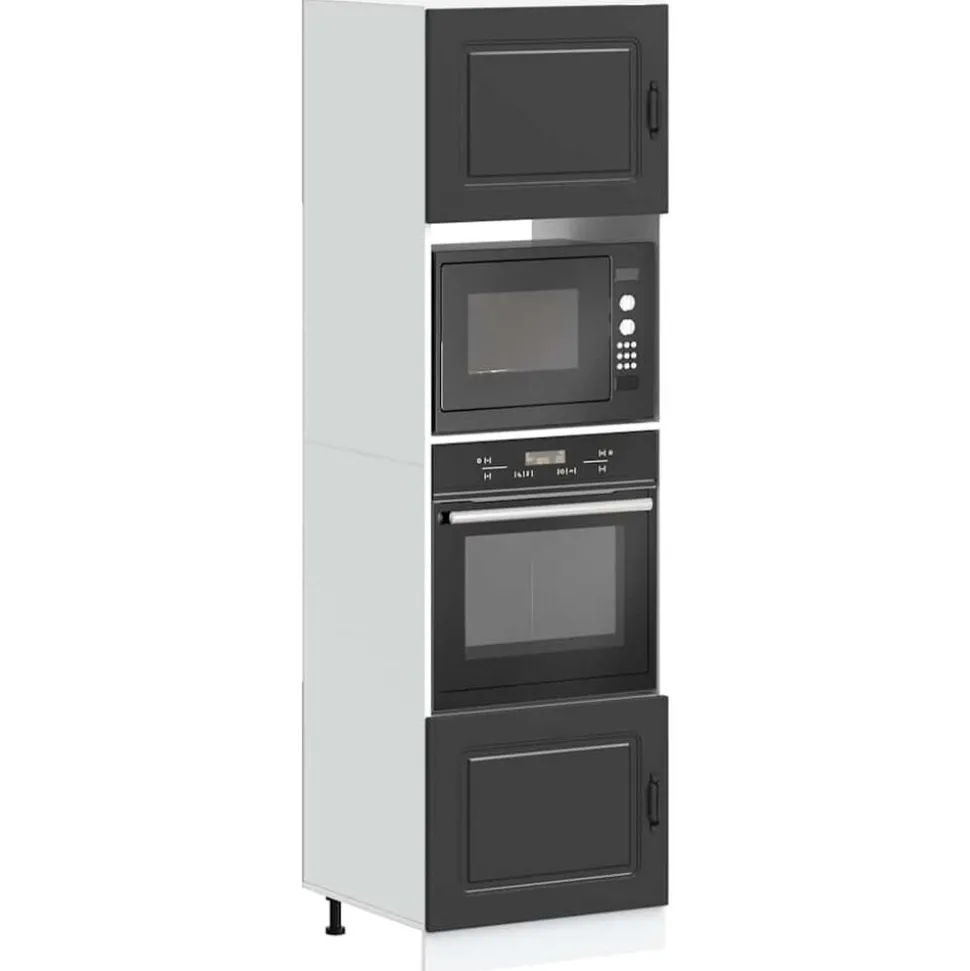vidaXL Ovenkasten 2 st Kalmar bewerkt hout zwart