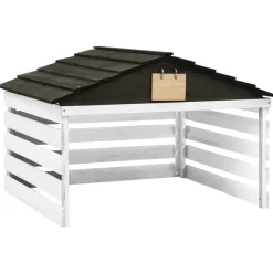 vidaXL Overkapping voor grasmaaier 78x74x54 cm vurenhout zwart en wit