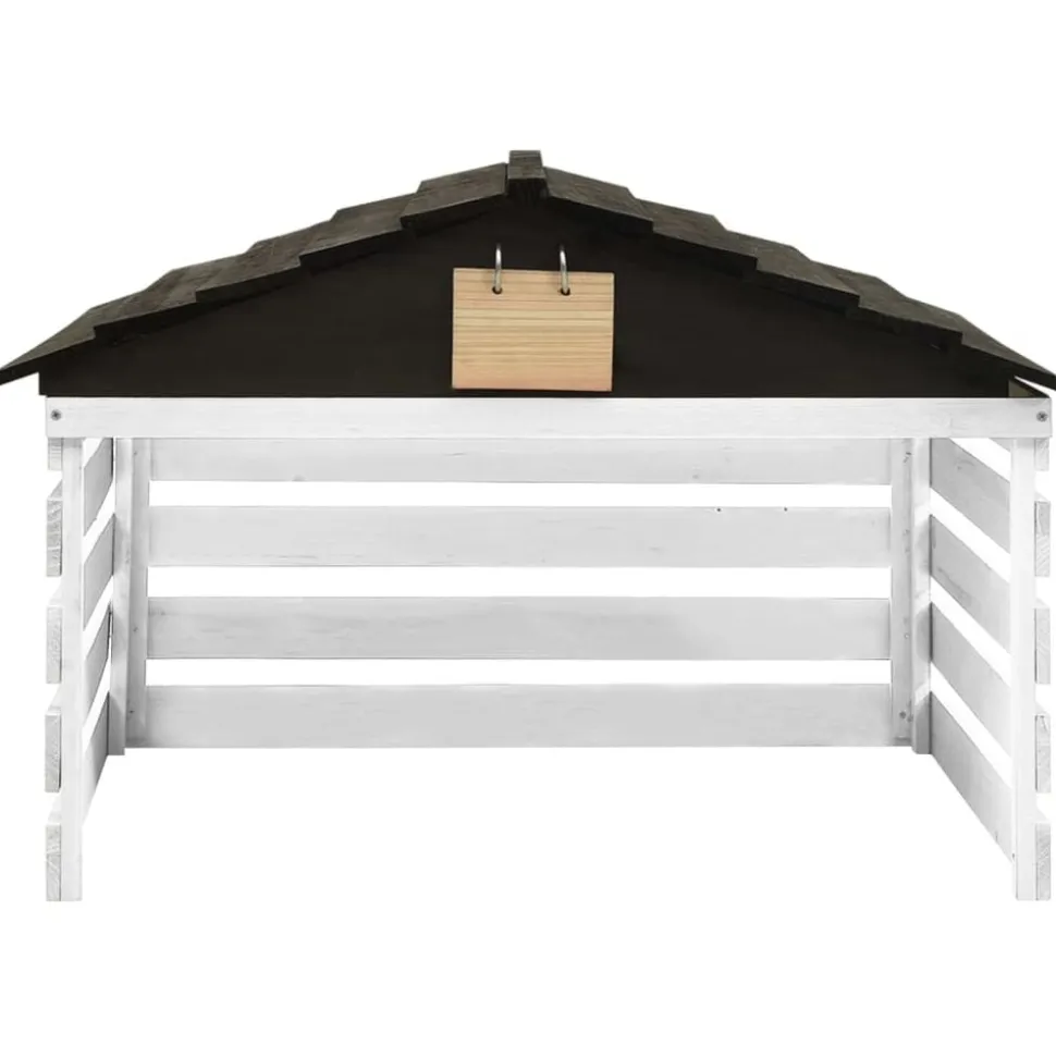 vidaXL Overkapping voor grasmaaier 78x74x54 cm vurenhout zwart en wit