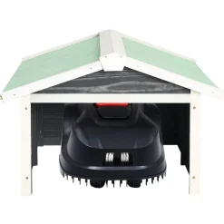 vidaXL Overkapping voor grasmaaier 72x87x50 cm vurenhout grijs en wit