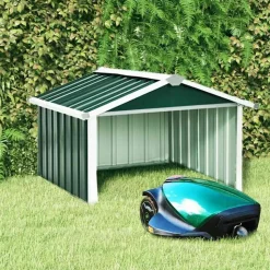 vidaXL Overkapping voor robotmaaier 92x97x63 cm staal groen