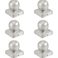 vidaXL Paalkappen 6 st bol 71x71 mm gegalvaniseerd metaal