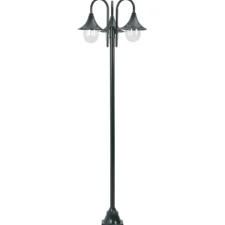 vidaXL Paalverlichting tuin E27 220 cm aluminium donkergroen 3-delig