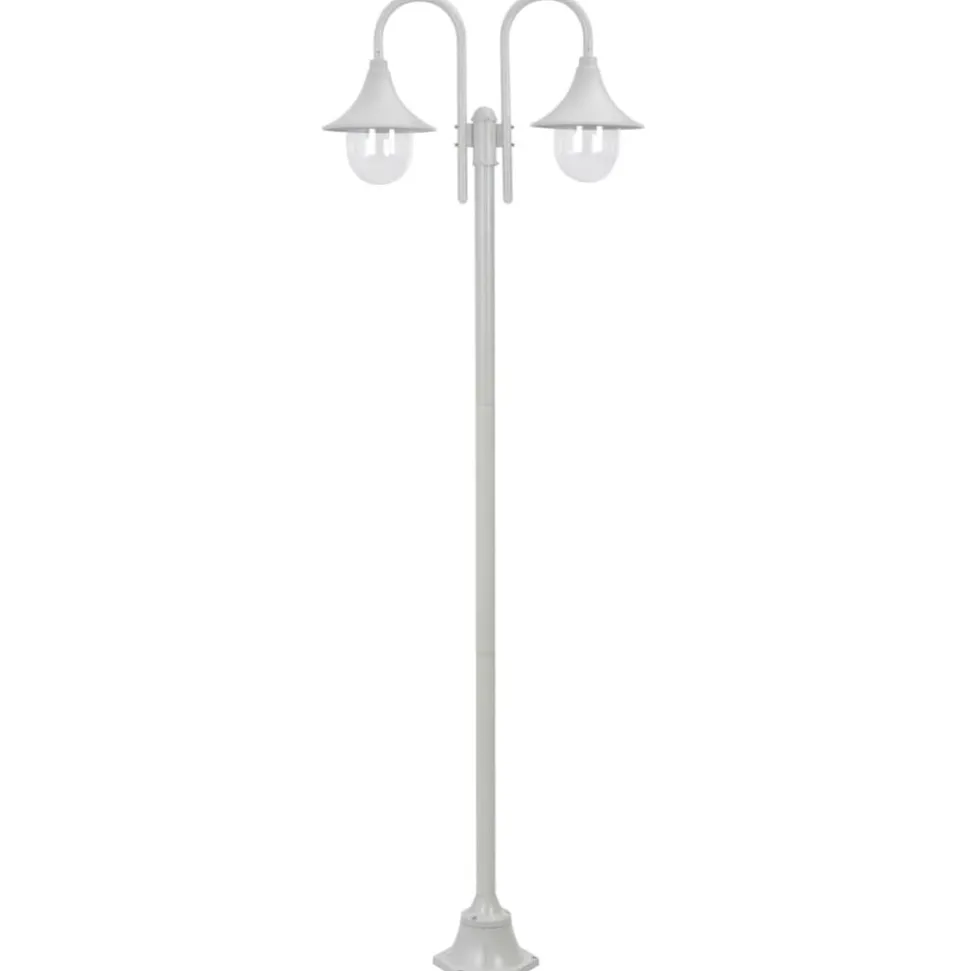 vidaXL Paalverlichting tuin E27 220 cm aluminium wit 2-delig