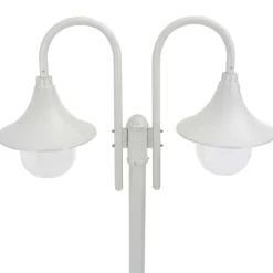 vidaXL Paalverlichting tuin E27 220 cm aluminium wit 2-delig