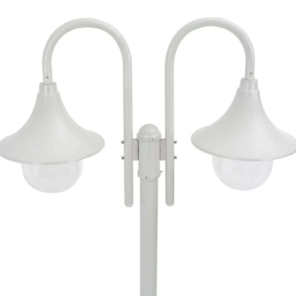 vidaXL Paalverlichting tuin E27 220 cm aluminium wit 2-delig