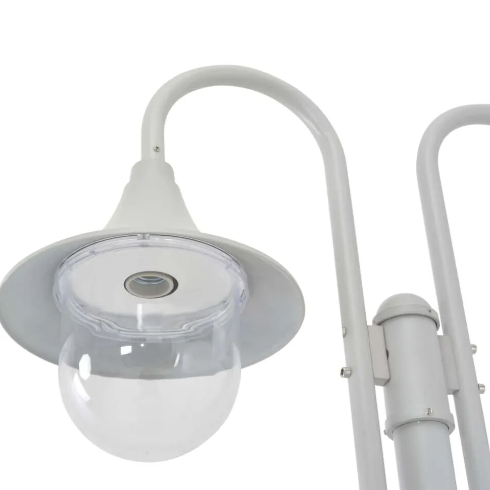 vidaXL Paalverlichting tuin E27 220 cm aluminium wit 2-delig
