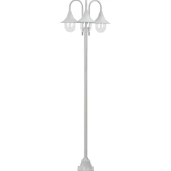 vidaXL Paalverlichting tuin E27 220 cm aluminium wit 3-delig