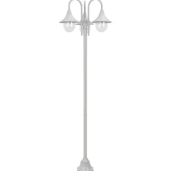 vidaXL Paalverlichting tuin E27 220 cm aluminium wit 3-delig