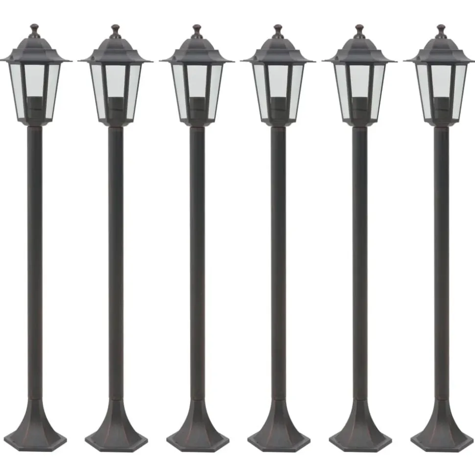 vidaXL Paalverlichting voor tuin E27 110 cm aluminium brons 6 st