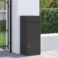 vidaXL Pakket inwerp box met opslag Zwart 41 x 38 x 103 cm Staal