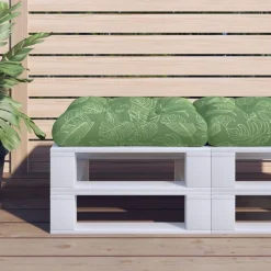 vidaXL Palletkussen bladpatroon 50x50x12 cm stof