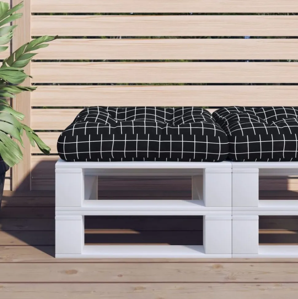 vidaXL Palletkussen ruitpatroon 50x50x12 cm stof zwart