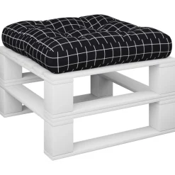 vidaXL Palletkussen ruitpatroon 50x50x12 cm stof zwart