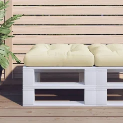 vidaXL Palletkussen 50x50x12 cm stof crèmekleurig