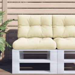 vidaXL Palletkussen 50x40x12 cm stof crèmekleurig