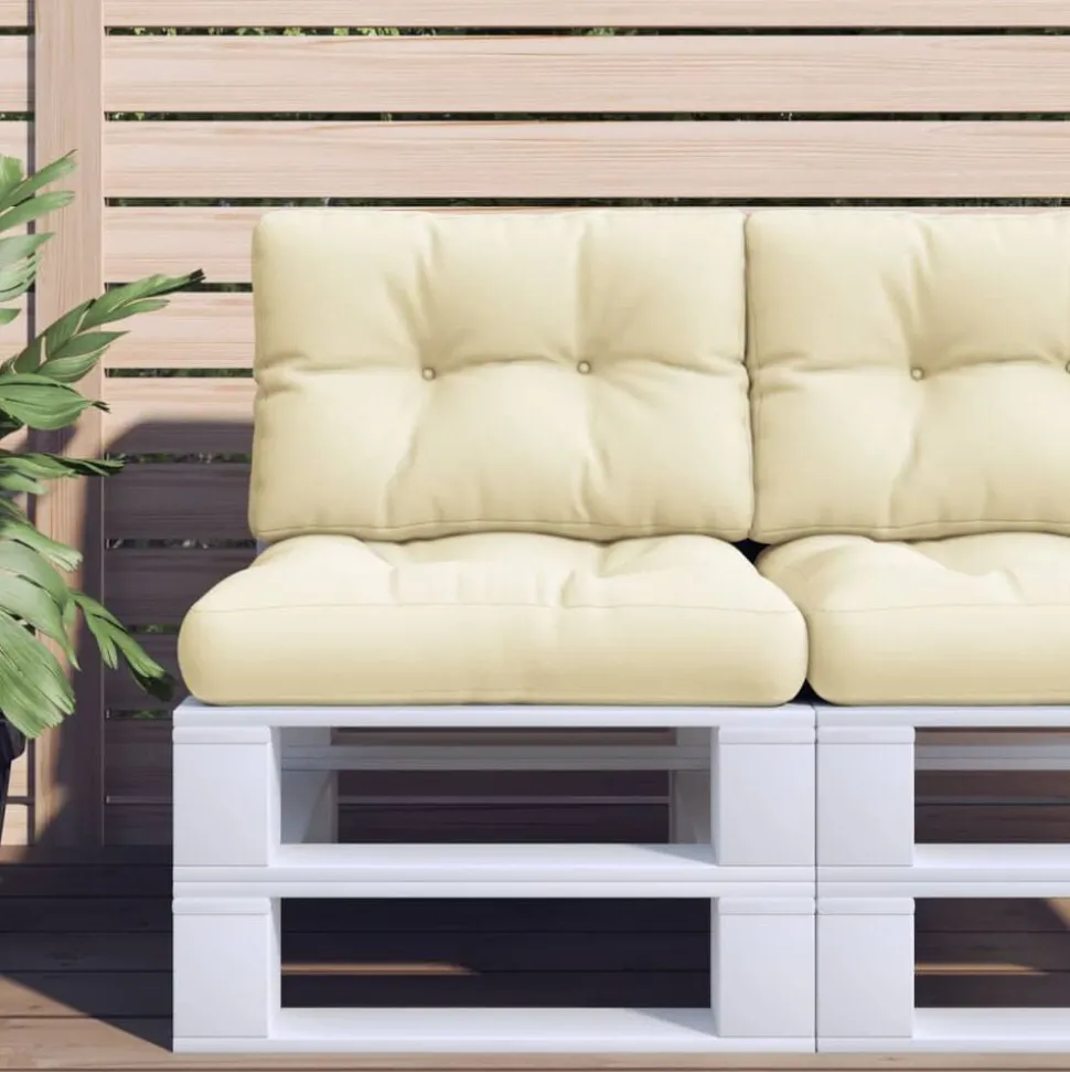 vidaXL Palletkussen 50x40x12 cm stof crèmekleurig