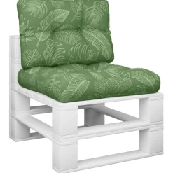 vidaXL Palletkussens 2 st stof bladpatroon