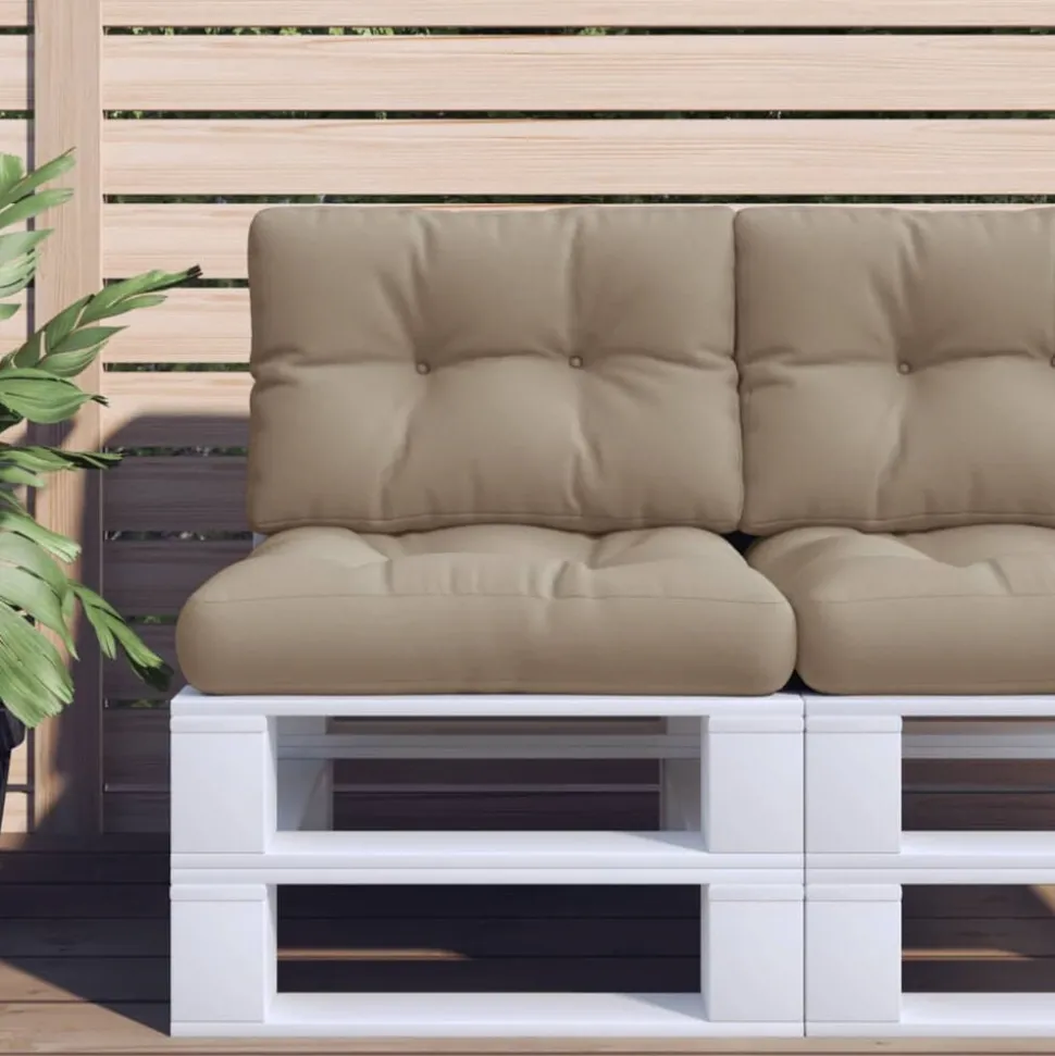 vidaXL Palletkussens 2 st stof taupe