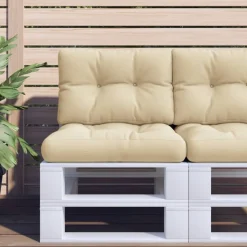 vidaXL Palletkussens 2 st stof beige
