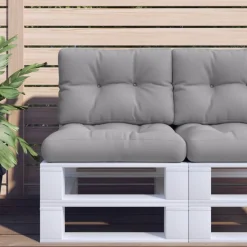 vidaXL Palletkussens 2 st stof grijs