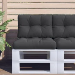 vidaXL Palletkussens 2 st stof zwart