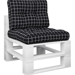 vidaXL Palletkussens 2 st stof ruitpatroon zwart