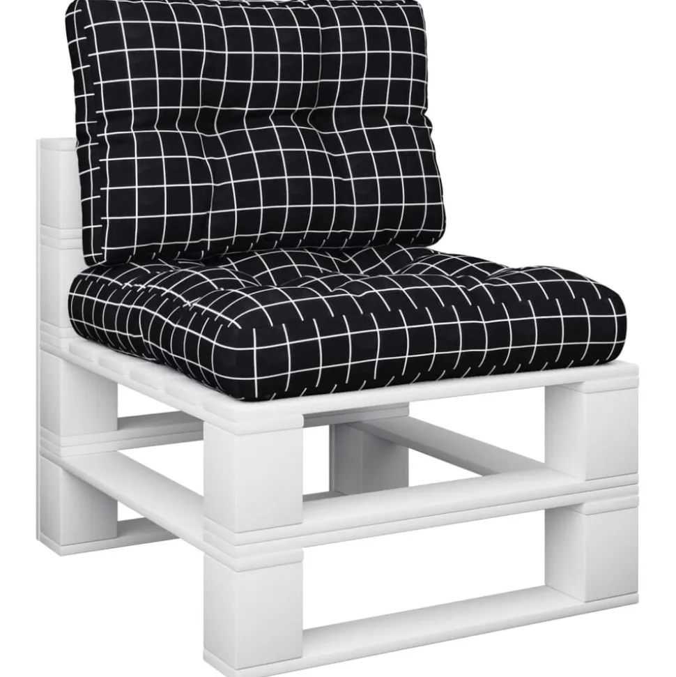 vidaXL Palletkussens 2 st stof ruitpatroon zwart