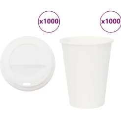 vidaXL Papieren koffiekopjes met deksel 1000 st 12oz 300 ml