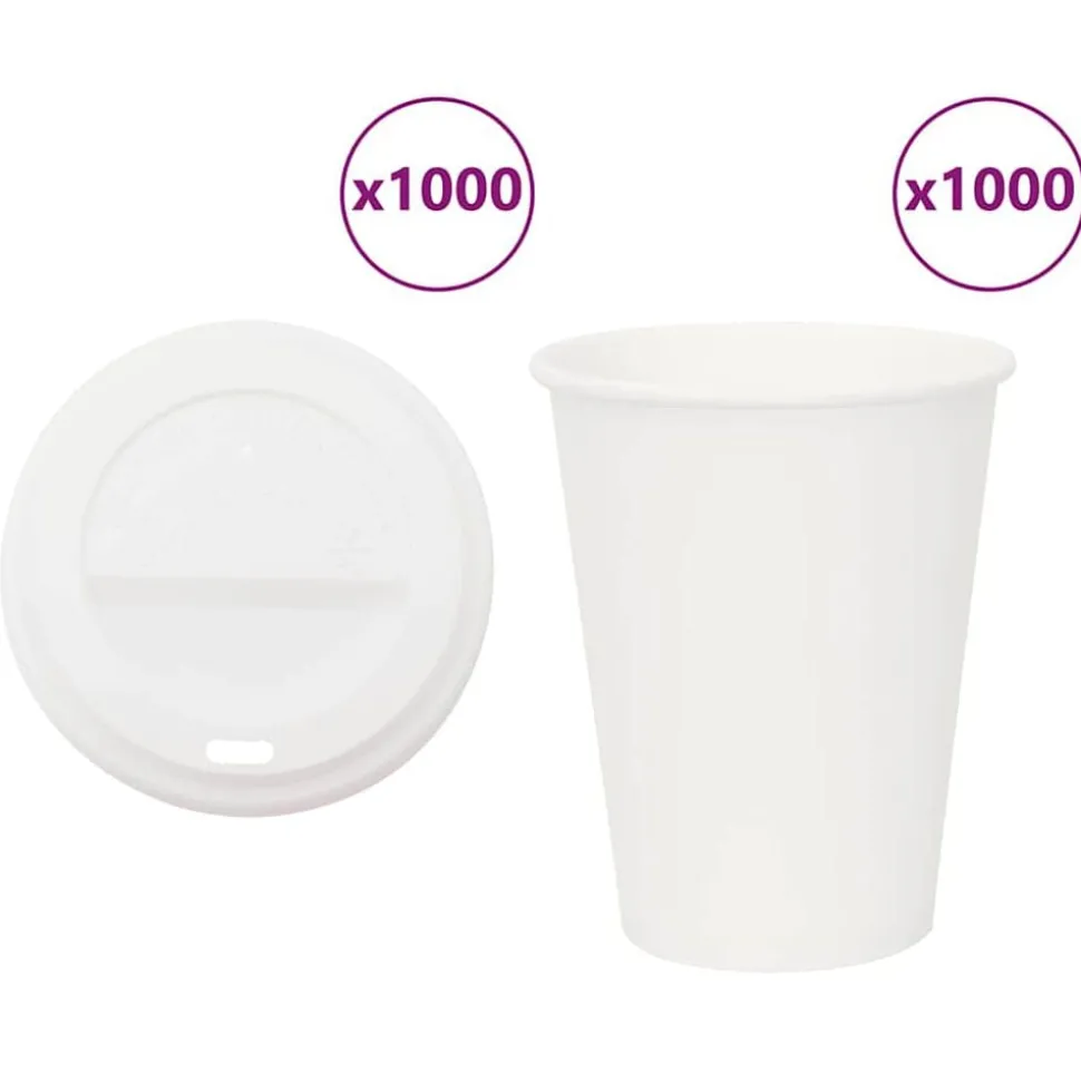 vidaXL Papieren koffiekopjes met deksel 1000 st 12oz 300 ml