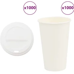 vidaXL Papieren koffiekopjes met deksel 1000 st 16oz 400 ml