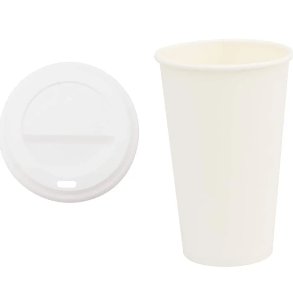 vidaXL Papieren koffiekopjes met deksel 1000 st 16oz 400 ml