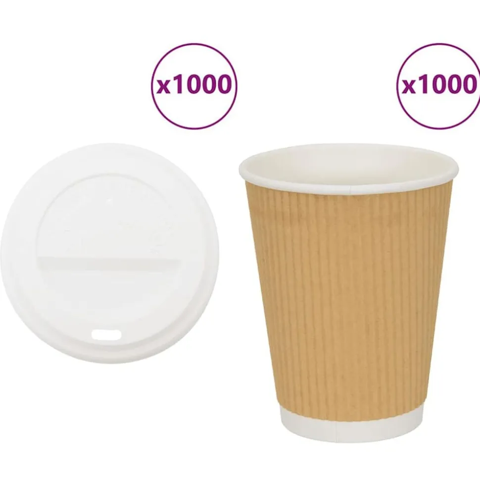 vidaXL Papieren koffiekopjes met deksel 1000 st 16oz 400 ml