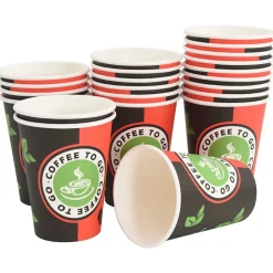 vidaXL Papieren koffiekopjes 1000 st 12oz 300 ml rood en zwart