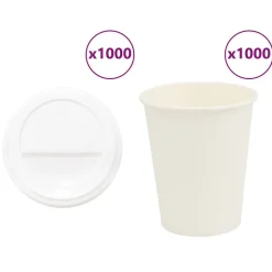 vidaXL Papieren koffiekopjes met deksel 1000 st 8oz 200 ml